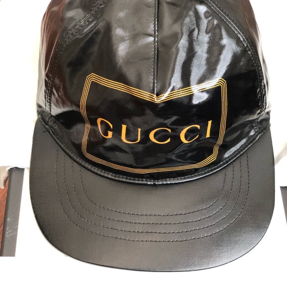 Gucci Montecarlo Rap Baseball Cap Black Patent - Picture 2 of 7
